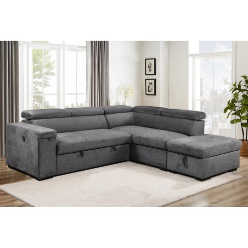 Charleston Sofa Sleeper Sectional Charcoal Fabric